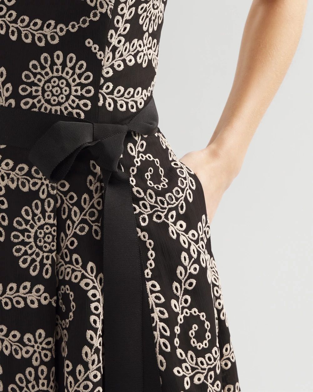 White house black market embroidered dress cheap